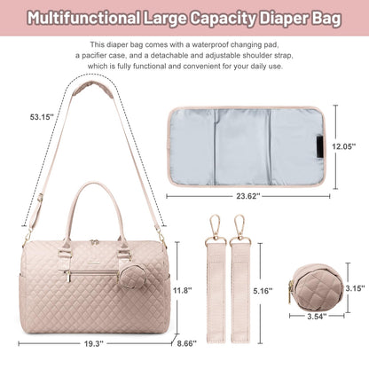 LOVEVOOK Diaper Bag Tote with Pacifier Case and Changing Pad, Large Capacity Mommy Bag for Hospital and Weekender Travel, Functional Baby Bag Newborn Baby Essential, Black
