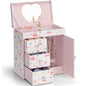Vlando Musical Jewelry Box for Girls, Large Kid Music Box with Ballerina for Birthday Bedroom Decor, 4 Layer Girl Jewelry Gifts for Girls Kids - Light Pink