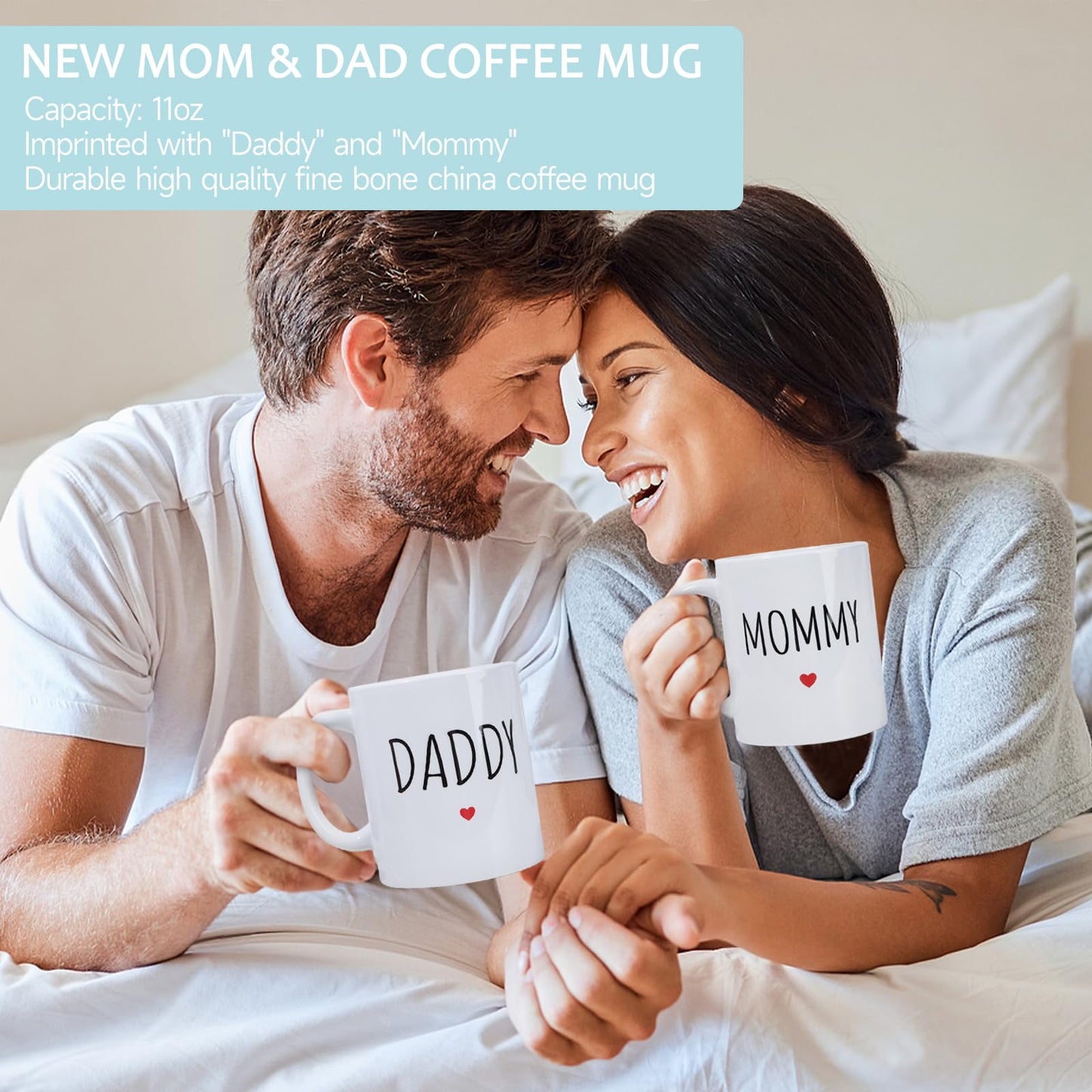 New Mom Gifts for Women, 9pcs Pregnancy Gifts for Expecting Mom, Cute Baby Gifts New Parents Gifts for Couples with Mom and Dad Mugs for Gender Reveal, Baby Shower, First Time Mom Gifts (Blue Gray)