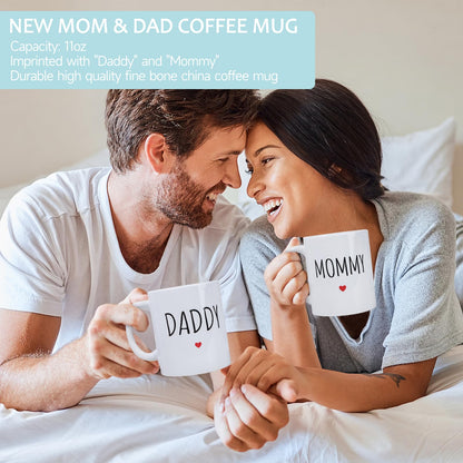New Mom Gifts for Women, 9pcs Pregnancy Gifts for Expecting Mom, Cute Baby Gifts New Parents Gifts for Couples with Mom and Dad Mugs for Gender Reveal, Baby Shower, First Time Mom Gifts (Blue Gray)