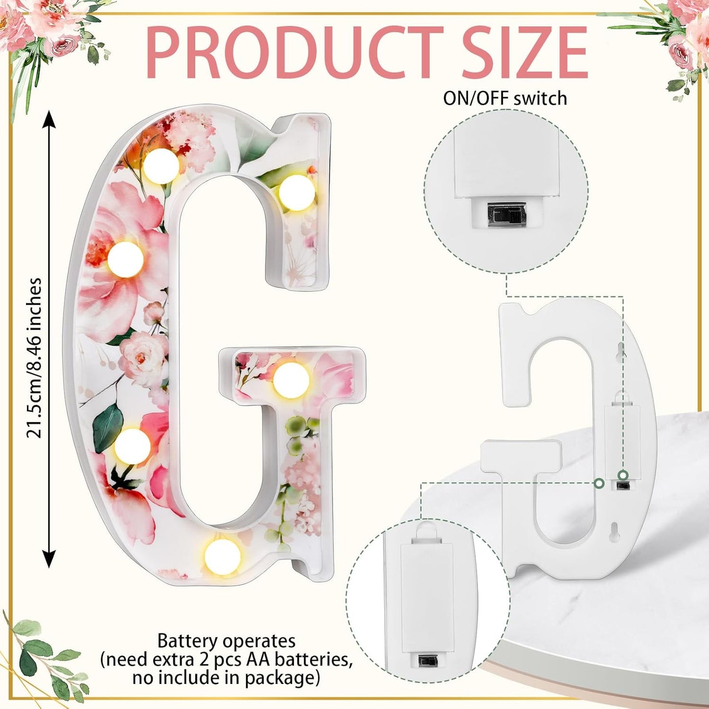 Woodland Greenery Centerpieces Baby Marquee Light up Sign Letters 8.26'' Baby Shower Letter Battery Operated Gender Reveal Birthday Party Decor for Home Table(Flower Girl,Pink)