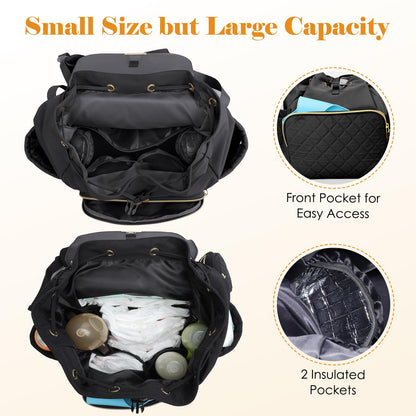 CASIRENA Diaper Bag Backpack, Small Baby Diaper Bag, Stylish Water-Resistant Diaper Backpack for Mom, Cute Travel Baby Bag for Girl Boy with Changing Pad,Stroller Buckles,Insulated Pockets (Khaki)