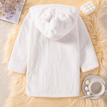 Toddler Unisex Baby R𝐨be Hooded Fleece Bathr𝐨be and Towel for Kids Boys Girls Plush Flannel Bathr𝐨be Warm Winter