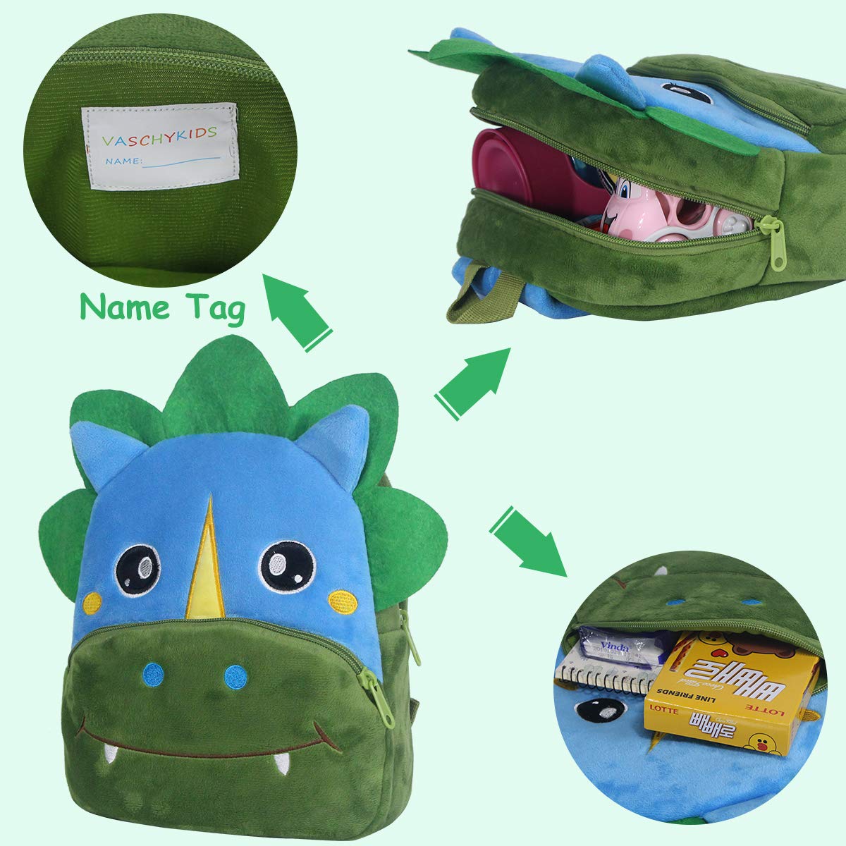 VASCHY Toddler Backpack, Baby Boys and Girls Cute Plush Animal Small Daycare Backpack for Baby Little Kids Yellow Cat