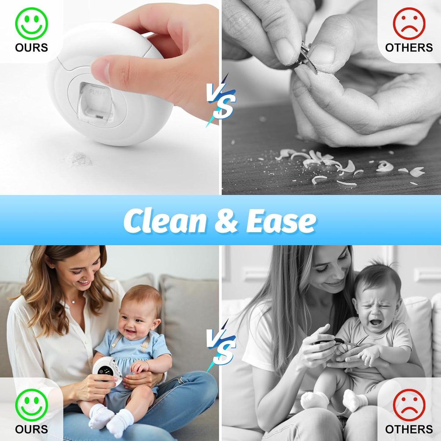 Electric Nail Clipper, Baby Nail Clipper with Nail File & 3 Speed Gears, Electric Nail Trimmer with LED Light & Storage Box, Wireless Automatic Nail Clippers for Baby, Adult, Seniors