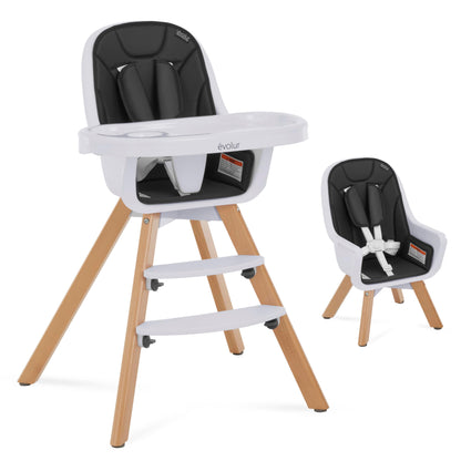 Evolur Zoodle 2 in 1 Convertible Baby High Chair in Light Gray
