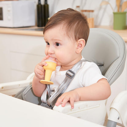 Smily Mia Freezer Teether for Babies 12-18Months,Freezable Ice Cream Toy for 6-12Months Babies,Cold Water Soother for 3-6Months for Teething Pian Relief,Cream White
