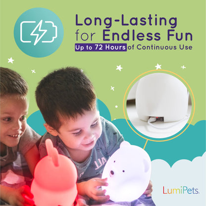 Lumipets Remote Control Silicone Night Light for Kids - Pig Design with 9 Soft Colors & Sleep Timer - Rechargeable, Battery-Operated Lamp for Bedroom | Baby Nursery, Toddler, Girls, Boys