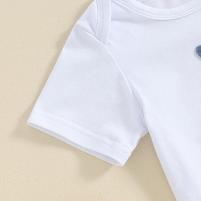 Toddler Baby Boy Summer Clothes Letter Short Sleeve T Shirt/Romper Casual Shorts Set Brother Matching Outfits