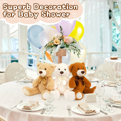 MorisMos 6Pcs Teddy Bears Bulk Baby Shower, 14inch Cute Teddy Bear Stuffed Animals Plush, Small Stuffed Bears on Centerpiece Baby Shower, White