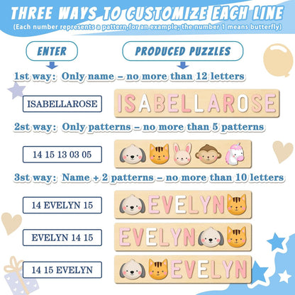 Personalized Name Puzzle with Gift Wrapping and Customizable Blessing - Montessori Learning Toy for Toddlers Ages 1-3, Helps Kids Recognize Their Names