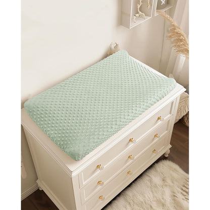 Konssy Minky Changing Pad Cover 2 Pack, Soft Minky Dots Plush Diaper Changing Table Cover Set, Breathable Changing Pad Sheets for Baby Girls Boys (Pink Spring, Blush)