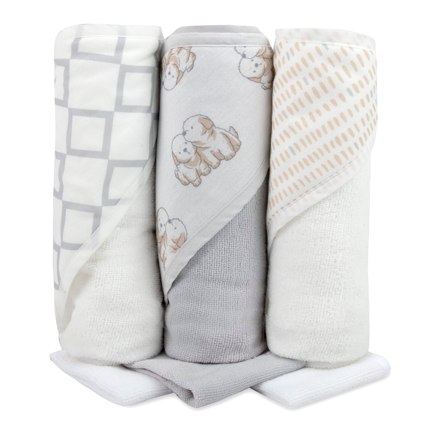 Hooded Baby Bath Towel and Washcloth 6 Piece Set for Newborns, Infants & Toddlers, Boys & Girls Baby Hooded Towels Set