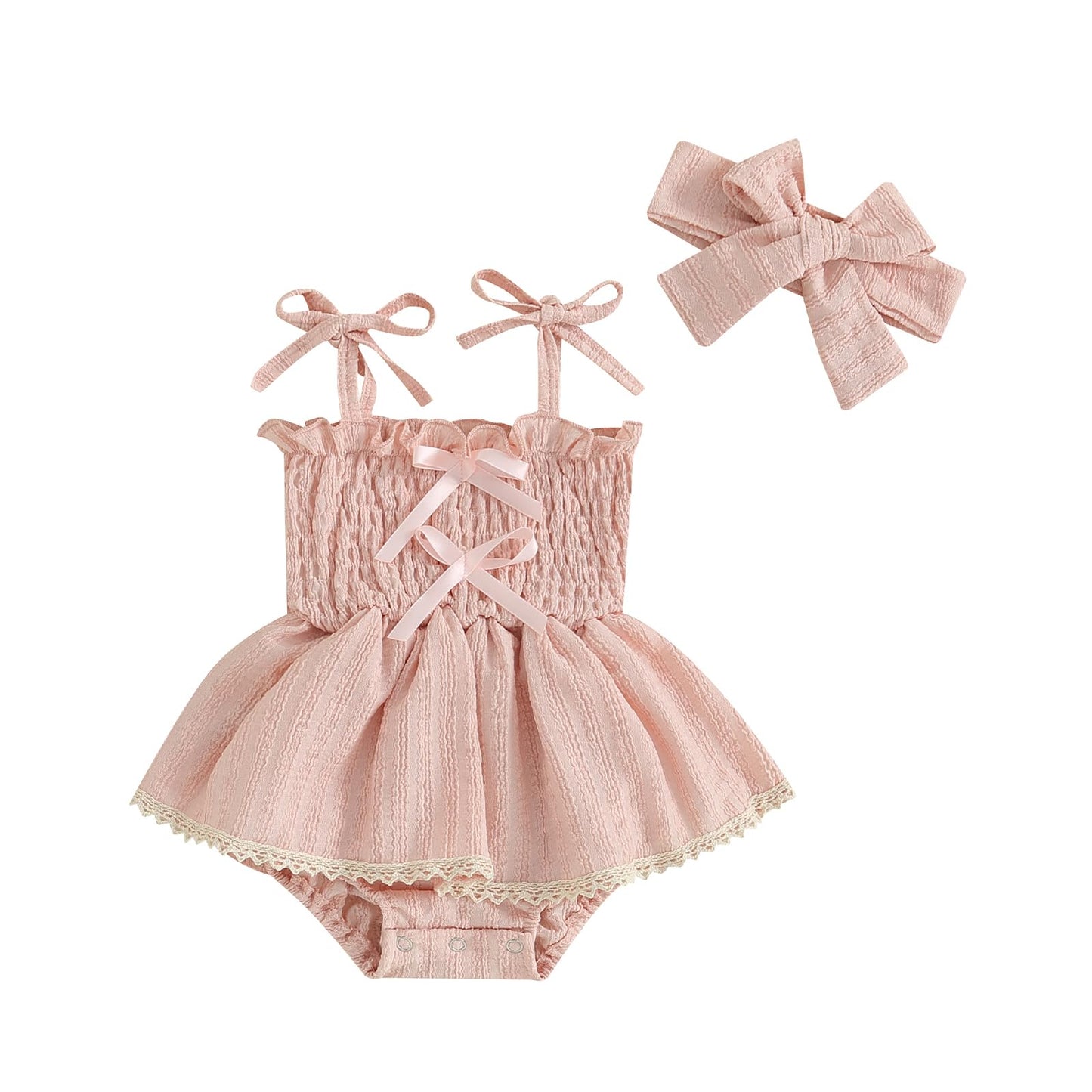 MERSARIPHY Newborn Baby Girl Summer Outfit Sleeveless Ruffle Smocked Halter Tulle Romper Dress One-piece Jumpsuit Clothes
