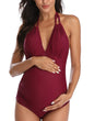 EastElegant Maternity Swimsuits One Piece V-Neck Pregnancy Swimwear Halter Maternity Bikini