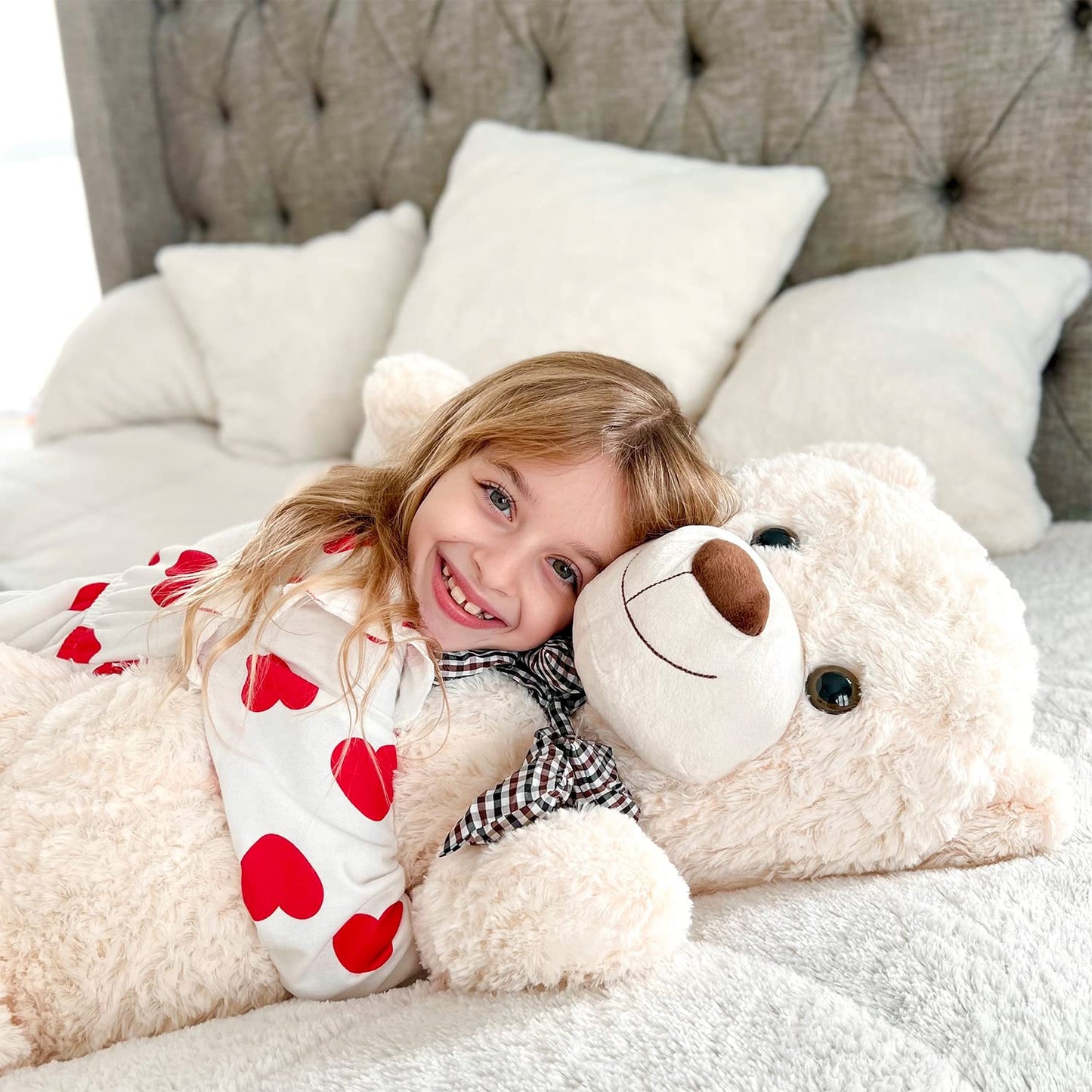 MaoGoLan Giant Big Teddy Bear 4 Feet 47 inch Life Size Tan Plush Bear Brown Stuffed Animal for Children Boyfriend