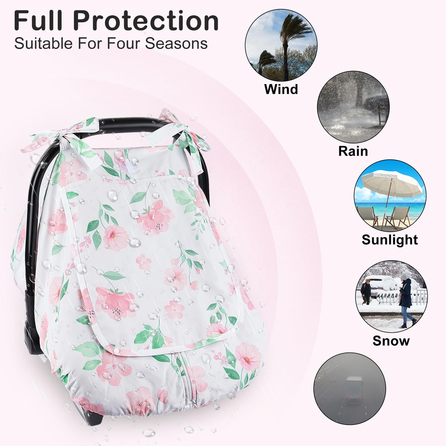 Unicorn Castle Baby Car Seat Cover Infant Car Seat Covers for Babies Breathable Car Seat Canopy Mesh Window Carseat Cover for Four Seasons Newborn