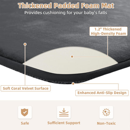 Thick Baby Play Mat for Floor,50 x 50 Playpen Mat,Tummy Time Foam Mat,Ultra Soft Support & Plush Feel,Easy Care with Non-Slip Cushioned for Infant,Kids and Toddler Crawling,Beige