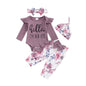 Hello World Newborn Outfit Baby Girl Going Home Outfit Ruffle Ribbed Romper Top Floral Pants Set Cute Summer Clothes