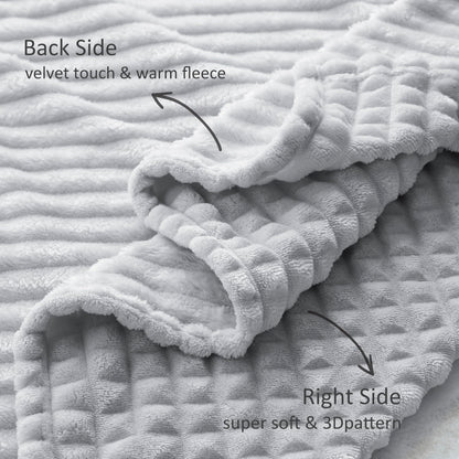 HOMRITAR Baby Blanket for Boys Girls Fleece Super Soft Plush Fuzzy Cozy Toddler Blanket with Square 3D Jacquard Grid Design Luxury Lightweight Bed Blanket for Newborn Infant Cream, 30 x 40 Inch