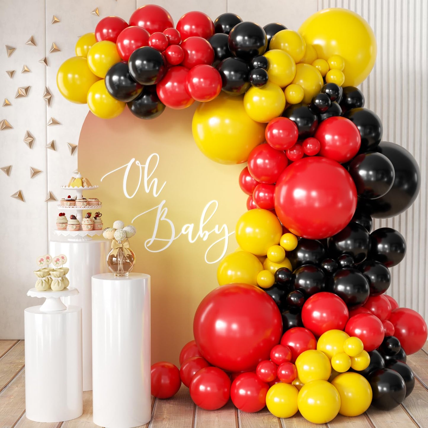 155Pcs Sage Green White Gold Balloon Garland Arch Kit with Gold Confetti Balloons for Graduation Baby Shower Decor Happy Birthday Party Wedding Jungle Decorations