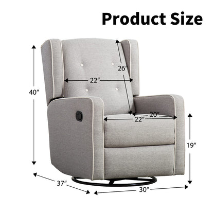 Swivel Rocker Recliner Chair, Nursery Glider Chair, Nursery Rocking Chairs, Manual Reclining Chair, White