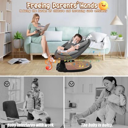 Electric Baby Swings for Infants to Toddler Baby Swing with Remote Control & Bluetooth Music 10-Preset Melodies (Pink)