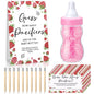 Roowest 512 Pcs Baby Shower Games Guess How Many Pacifiers Sign 100 Small Guessing Games 10 HB Pencils 750ml Milk Bottle 400 Acrylic Pacifiers Decoration for Guest Gender Reveal(Pink,Bear)
