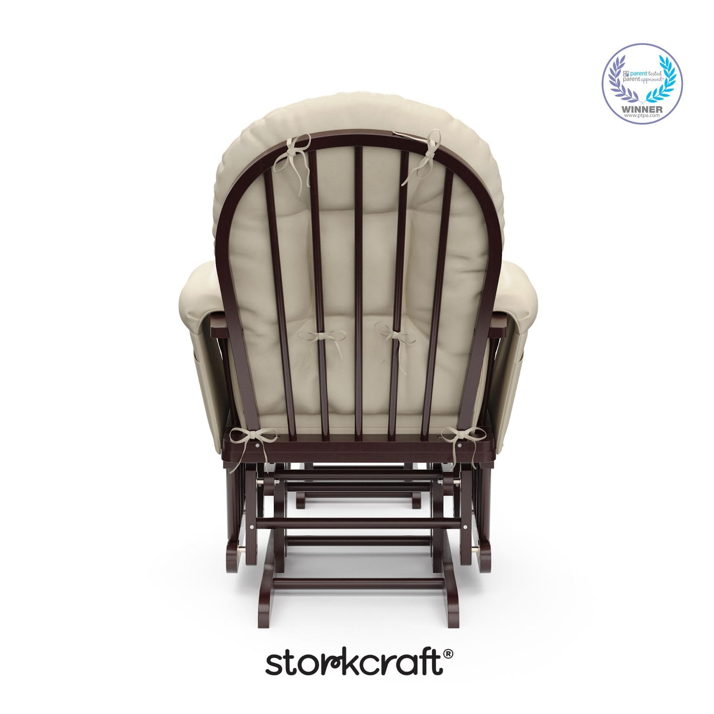 Storkcraft Premium Hoop Glider and Ottoman (Espresso Base, Gray Cushion) – Padded Cushions with Storage Pocket, Smooth Rocking Motion, Easy to Assemble, Solid Hardwood Base