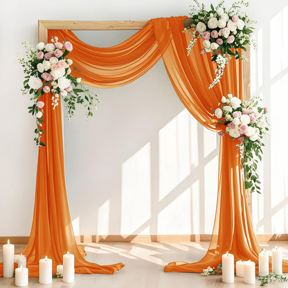 Wedding Arch Draping Fabric 2 Panels 30'' x 18FT Sage Green Sheer Chiffon Arch Drapery for Bridal Shower Backdrop Outdoor Party Church Ceremony