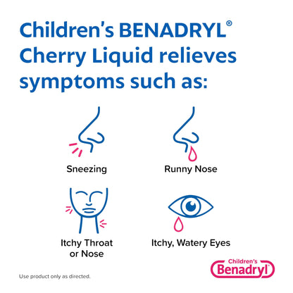 Benadryl Children's Dye-Free Allergy Relief Liquid + 12.5 mg Diphenhydramine HCl, Antihistamine Allergy Medicine for Kids Helps Relieve Runny Nose & Sneezing, Bubble Gum Flavor, 8 fl. oz