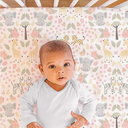 The Peanutshell 3 Piece Baby Crib Bedding Set for Girls - Newborn, Infant & Toddler Nursery Bed Set Decor with Fitted Crib Sheet, Dust Ruffle Comforter - Wildest Dreams