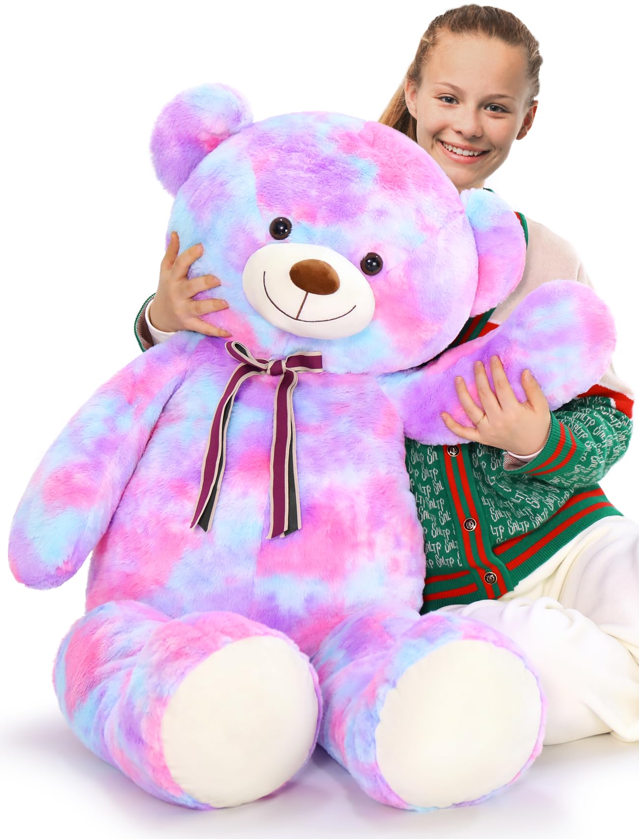 Tezituor 59" Gaint Teddy Bear Stuffed Animal,5ft Life Size Big Teddy Bears,Light Brown Cute Soft Plush Toy,Gifts for Kids Girls Boys Girlfriend Valentine,Christmas,Birthday,Baby Shower,Wedding Party
