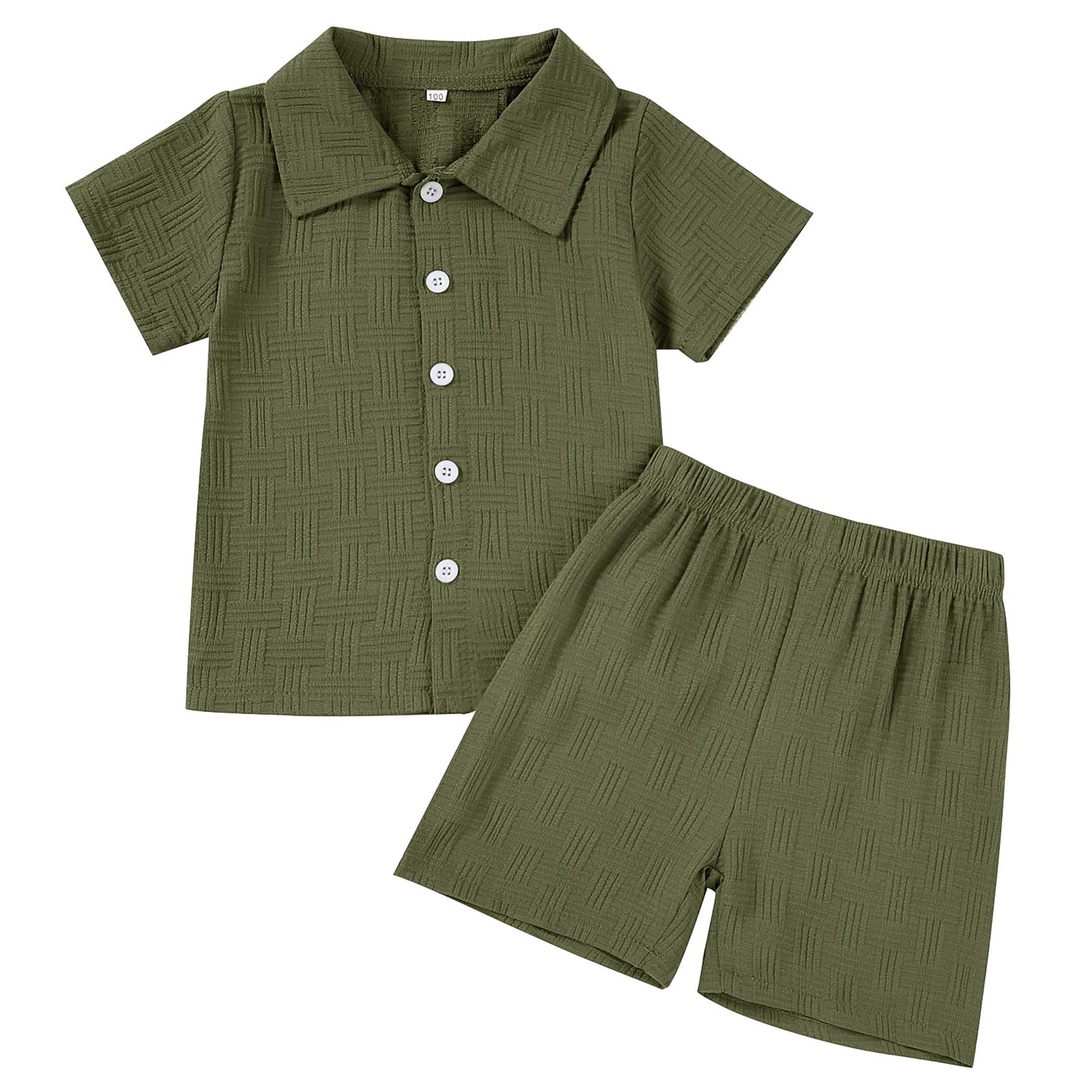U·nikaka Baby Boys 2 Piece Summer Outfits Casual Toddler Short Sets Little Boys Button Down Shirts Tops and Shorts 2-6Y