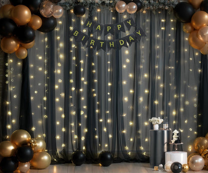 White Tulle Backdrop Curtain with Lights String for Parites 10×8ft Sheer Backdrop Curtains White Curtain Backdrop for Wedding Baby Shower Birthday Party Photo Shoot Decorations(2 Panels 10ft×8ft)
