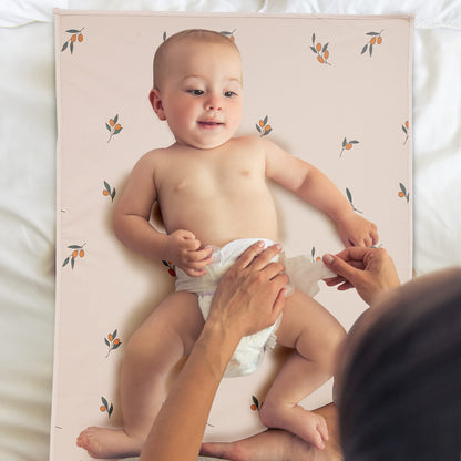 Vegan Leather Baby Changing Mat - Wipeable Portable Changing Pad, Foldable Travel Changing Mat for Baby, Newborns Toddlers Shower Gifts (Flower,20"*28")