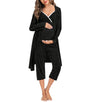 SWOMOG Maternity Nursing Robe Set 3 Piece Breastfeeding Pajamas 3 in 1 Labor Delivery Sleevless Tops&Long Pants Pregnancy Pjs