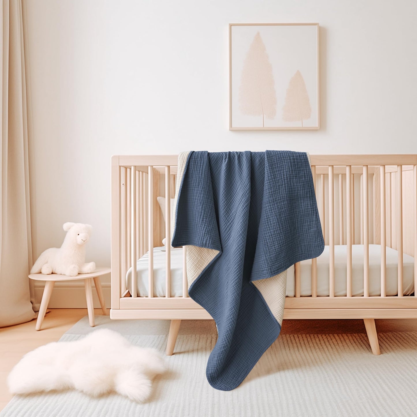 Konssy Muslin Baby Blankets for Girls Boys, 100% Cotton Crib Blanket for Infant Toddler, Super Soft and Lightweight Nursery Swaddling Wrap 40"x36" (Floral)