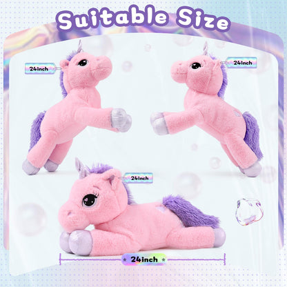 43" Giant Unicorn Stuffed Animal, Unicorn Plush Pillow Toys Big Plushy Fluffy, Gift for Girls Kids Boys Girlfriend, White & Purple