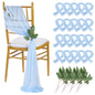 QueenDream Light Blue Sashes Chair Aisle Decorations: 24 Pack Baby Shower Chair Cover 8FT Long Tulle Draping Fabric Wedding Reception Church