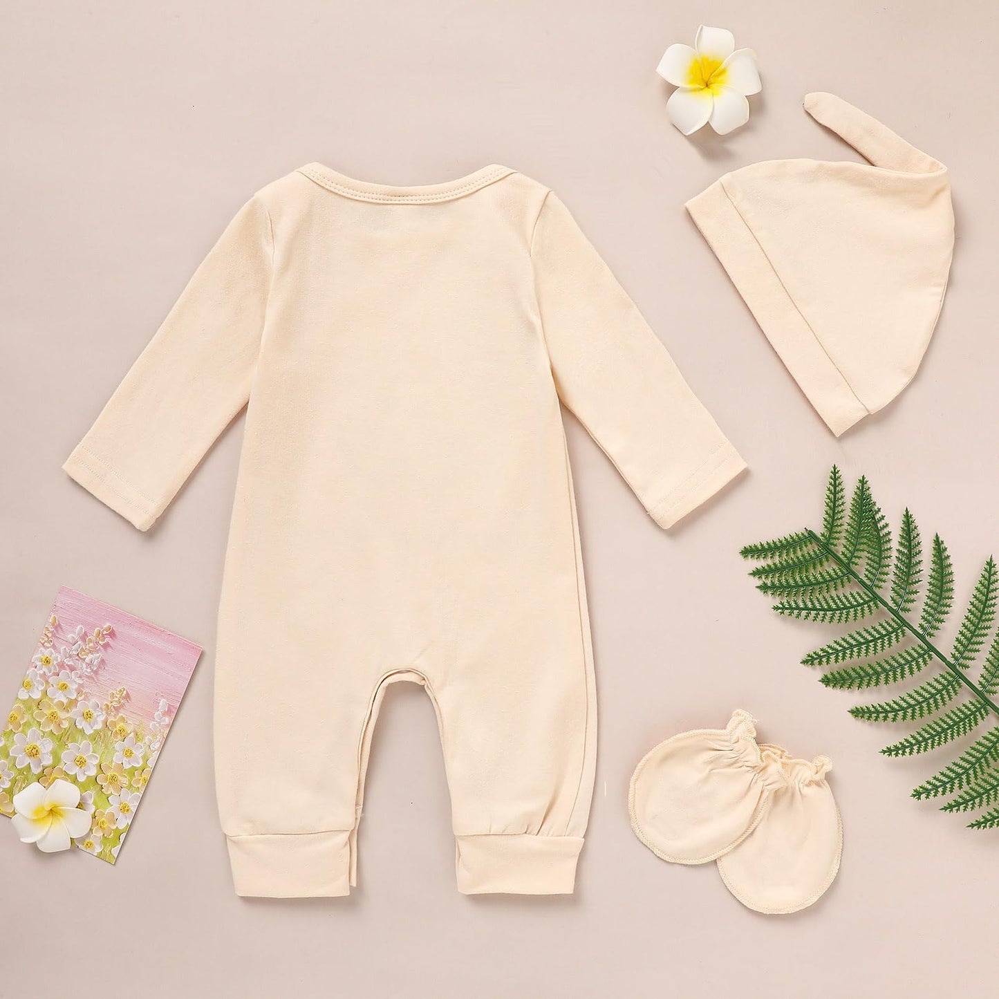 GRNSHTS Newborn Baby Boy Romper Coming Home Outfits Letter Print Bodysuit Jumpsuit+Hat+Gloves 3PCS Clothes Set