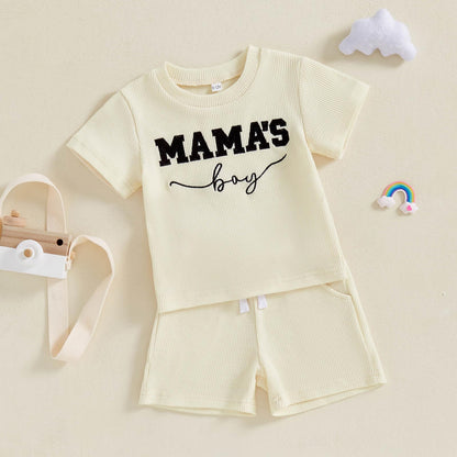 Toddler Baby Boy Summer Clothes Embroidered Waffle Short Sleeve T-Shirts Elastic Shorts Newborn Infant Boy Outfits