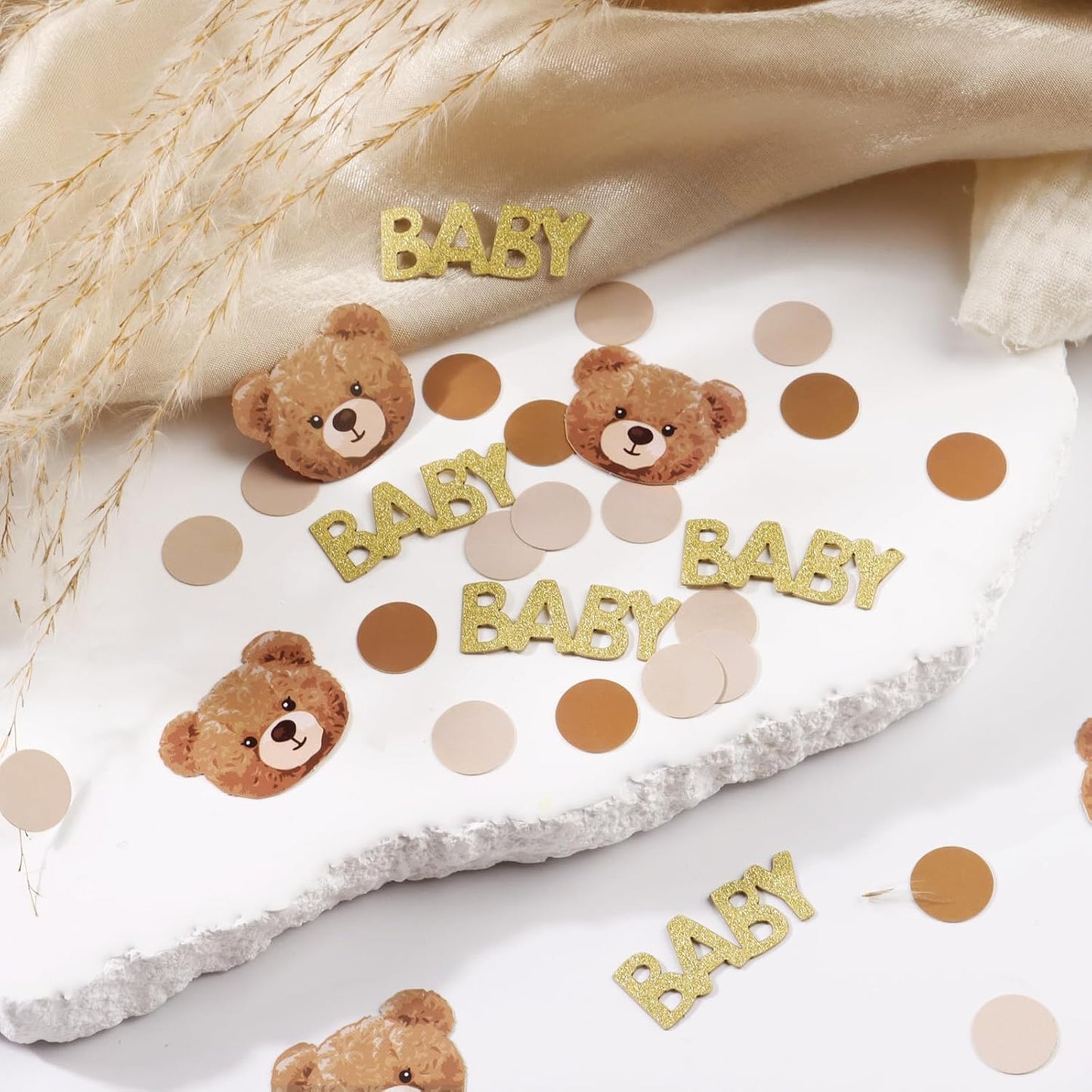 100pcs Bear Confetti Baby Shower Cream Brown We Can Bearly Wait Baby Shower Decorations Bear Table Scatter