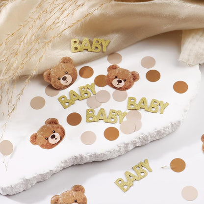 100pcs Bear Confetti Baby Shower Cream Brown We Can Bearly Wait Baby Shower Decorations Bear Table Scatter