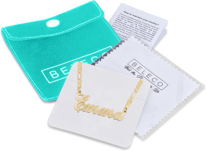 Beleco Custom Name Necklace 18k Gold/Rose Plated or Sterling Silver 925 - Personalized Name Necklace
