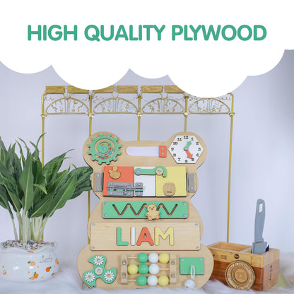 Nabytok Customized Name Puzzle for Toddlers (Fixed I J Letters) Personalized Toddlers Busy Board, Baby Personalized Board for 1-5 Years Old, First Birthday Gift, Montessori Toys (Pastel Girl)