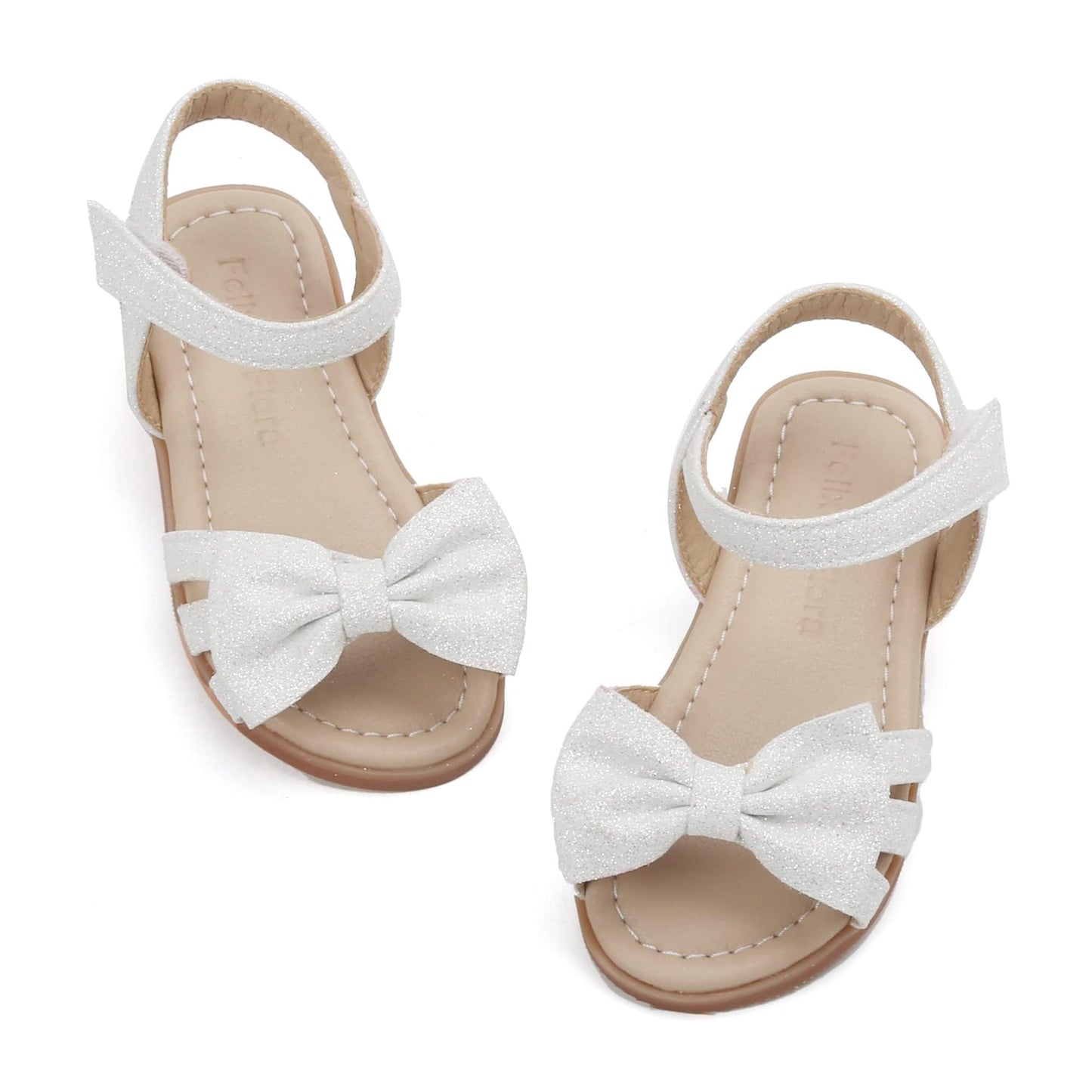 Felix & Flora Toddler Girls Sandals Soft Rubber Flats Summer Baby Flower Girl Shoes.