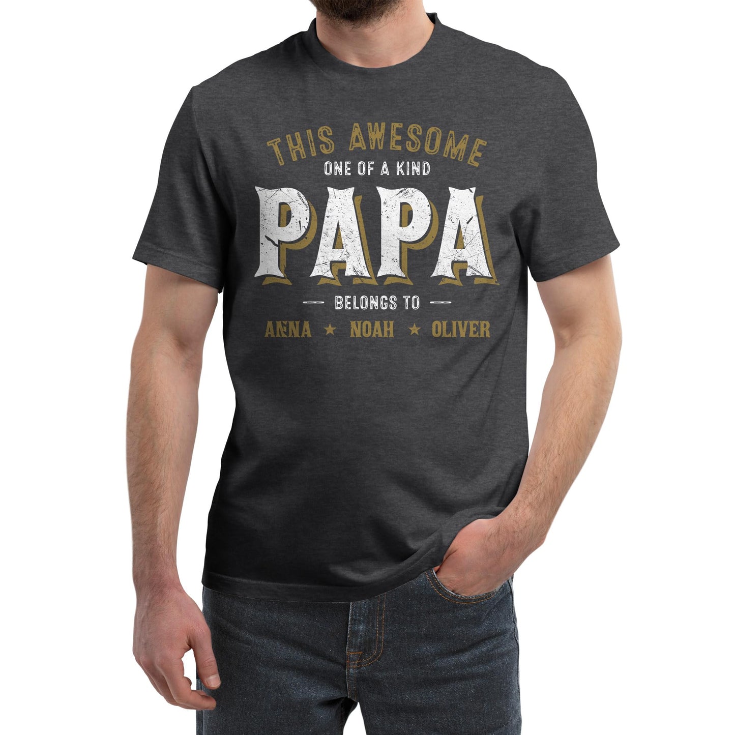 FLOCHIL Personalized Dad Shirt for Men, Custom Dad Shirt with Kids Names, Customized Fathers Day T Shirt, Gifts for Dad