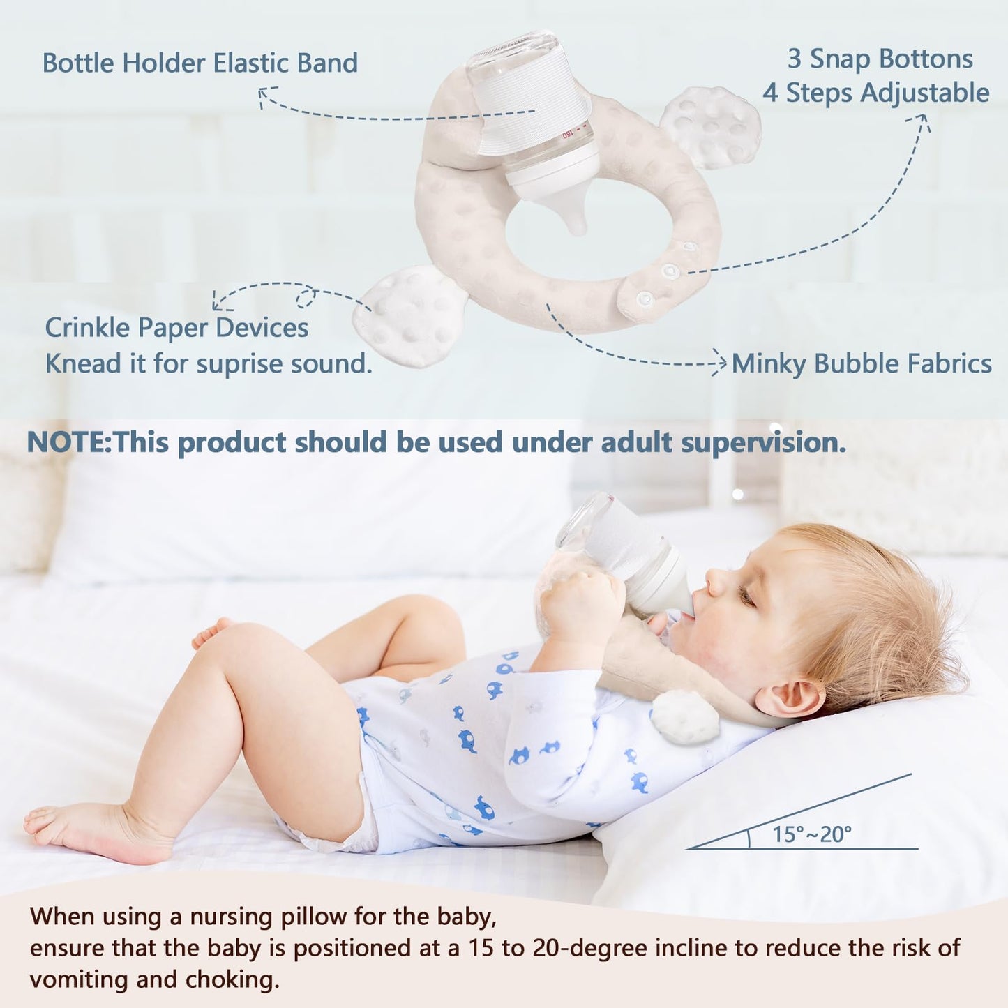 Baby Bottle Holder,Bottle Holder for Baby self Feeding,Baby Bottle Holder Hands Free Feeding,Newborn Bottle Holder,Twin Baby Feeding Pillow,Newborn Essentials (Minty Green）