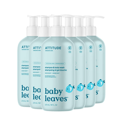 ATTITUDE 2-in-1 Shampoo and Body Wash for Baby, Fragrance-Free EWG Hypoallergenic Plant- and Mineral-Based Ingredients, Vegan and Cruelty-Free, Unscented, 16 Fl Oz